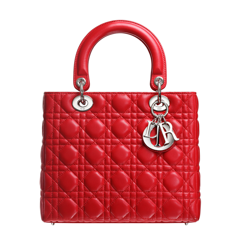 Bag CAL44551 R303 Lady Dior in pelle rossa brillante